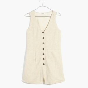 NWT Madewell Lightspun Gauze V-Neck Button Front Romper Size 2 Cream